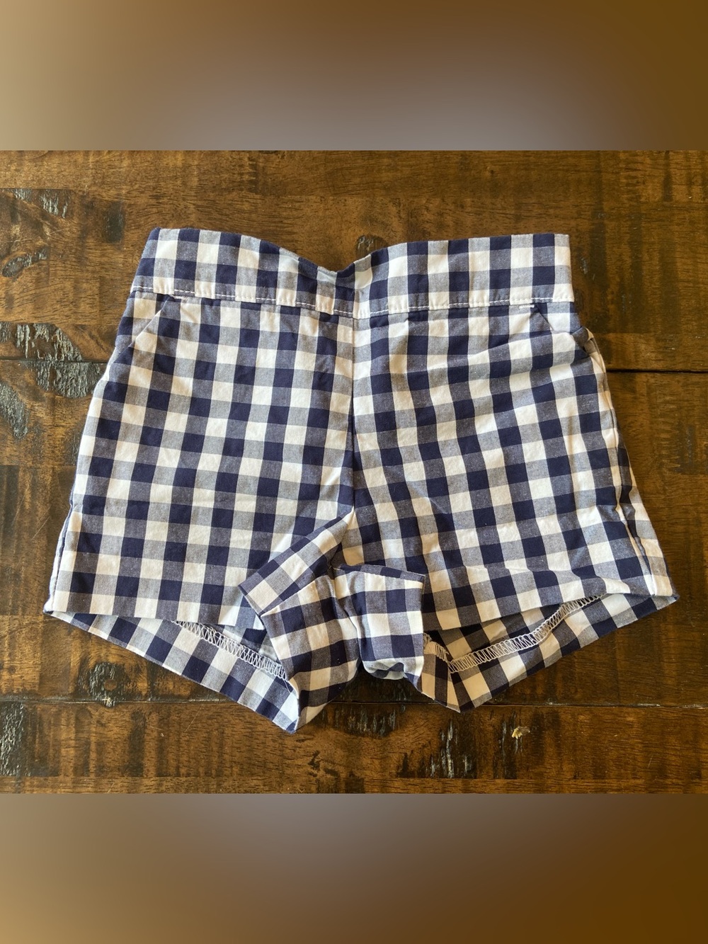 Janie and Jack Navy and White Gingham Girls' Shorts 6-12 months